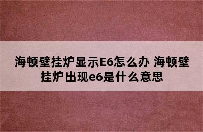 海顿壁挂炉显示E6怎么办 海顿壁挂炉出现e6是什么意思